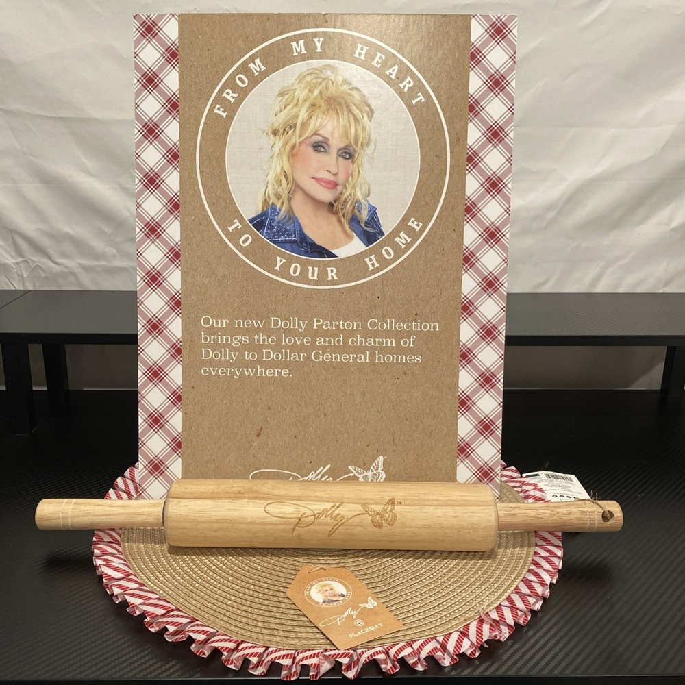 NWT Dolly Parton Etched‎ Signature Butterfly Wood Rolling Pin